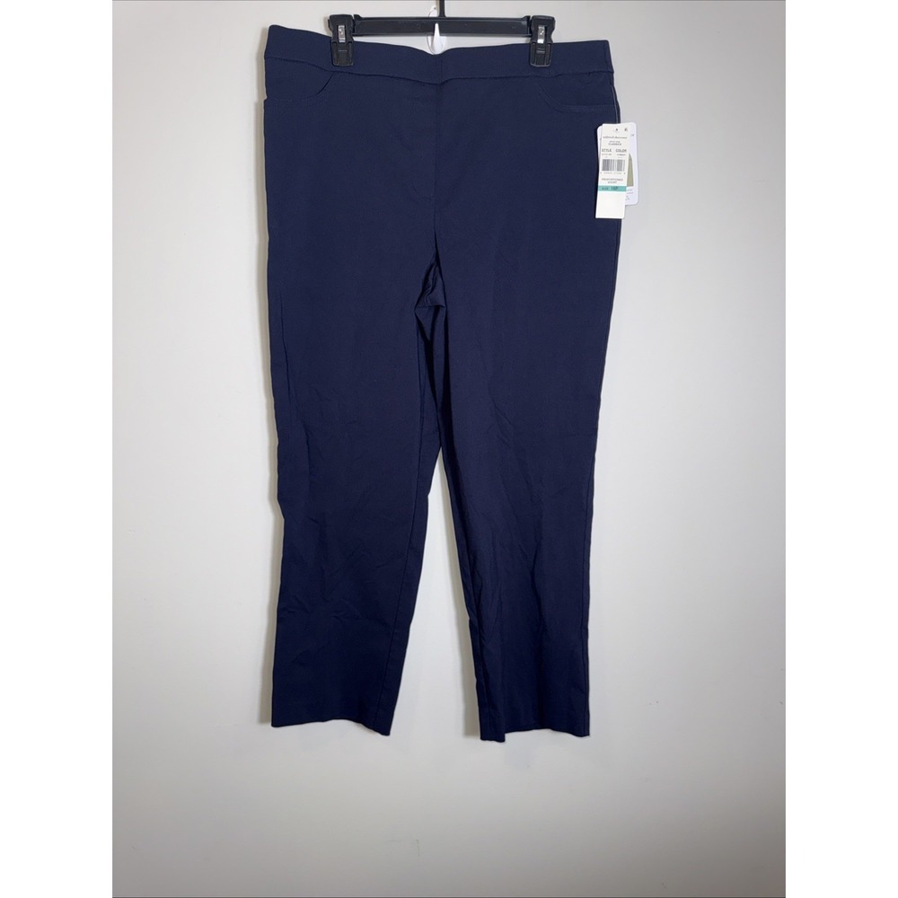 Alfred Dunner Allure Dress Pants Pull On‎ Stretch Blue Womens Sz 16P Modern Fit